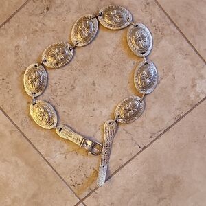 Silver Oval Concho Western Belt
